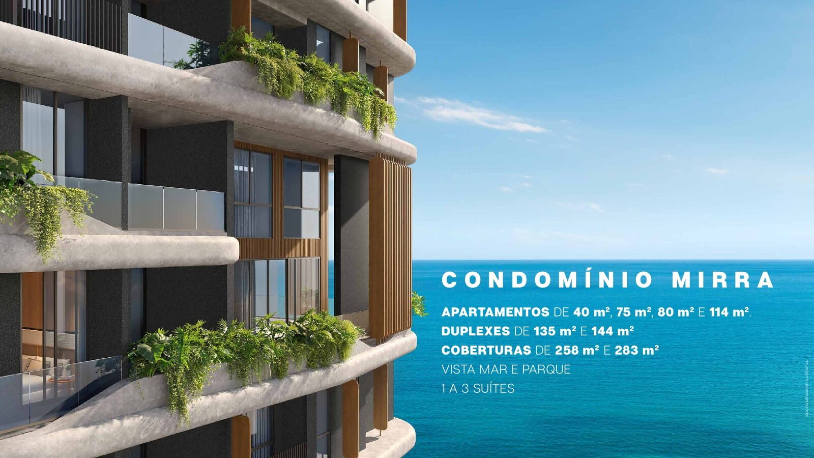 Fachada e varandas do Condomínio Mirra